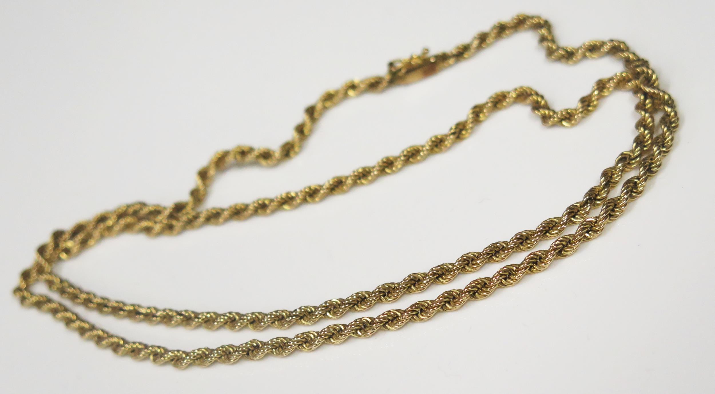 A24" 9ct Yellow Gold Rope Twist Necklace, 21.5g