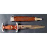 German WW2 SA type Dagger. Blade RZM M.7/72/40. Brown painted Scabbard