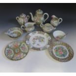 Assorted Chinese Ceramics. Mainly Cantonese. Teapot, Plates and Bowls.