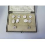 An Asprey Cased Mother of Pearl Cufflink and Stud Set