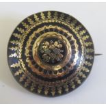 A 19th Century Piqué Work Shield Brooch, 28mm diam.