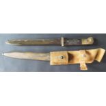 German Mauser Africa Bayonet. Metal scabbard and canvas Frog