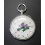 A Suffragette VOTES FOR WOMEN Silver Cased Fob Watch, 37mm, running