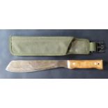 British Army Machete Knife. Blade with Broad Arrow - 081101. Webbing Scabbard - 1991.