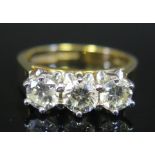 An 18ct Yellow Gold and Diamond Trilogy Ring, size O.5, 7.7g, EDW 1.5ct