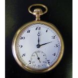 A BURREN Gold Plated Open Dial Pocket Watch with 15 jewel movement, cleaned and overhauled