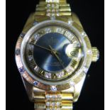 A Lady's ROLEX 18ct Gold and Diamond Set Wristwatch with sapphire crystal