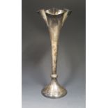 A Tall George V Loaded Silver Vase engraved with "B" to the base, 25.5cm, Sheffield 1917, James