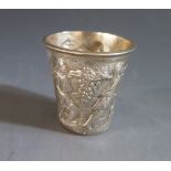 A German .800 Silver Shot with embossed harvest decoration, 42mm high, crescent moon and crown