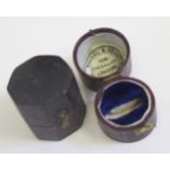 Two Georgian Leather Mounted Hinged Ring Boxes, one labelled for Kendal & Dent 106 Cheapside