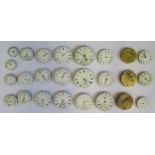 Twenty Five Pocket and Wristwatch Movements including Bertram S. Rothschild, ELGIN, Waltham, etc.