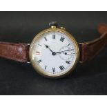 A Gent's 18ct Gold Cased Tank Watch, 33mm case, running