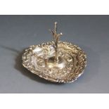 An Edward VII Silver Ring Tree with embossed foliate decoration, 5.5cm high, Birmingham 1901,