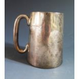 A George VI Silver Half Pint Mug with glass base, Birmingham 1939, maker rubbed, 148g gross