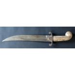 Antique Indian Knife. 28cm Blade with carved Stone Hilt. 40cm.