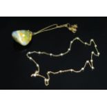 A 9ct Yellow Gold and Seed Pearl 18.5" Necklace set with 24 pearls (2.4g) and 17" 9ct gold chain 1.