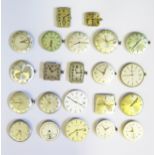 A Selection of Wristwatch Movements with Dials, including BULOVA, ROTARY, RECORD, WINEGARTENS,