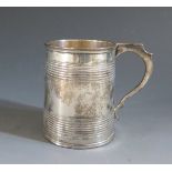 A Victorian Silver Half Pint Mug, initialled and presentation inscription to base, London 1869, WE