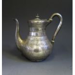 A Small Victorian Silver Coffee Pot with chased foliate decoration, London 1878, Thomas White, 16.