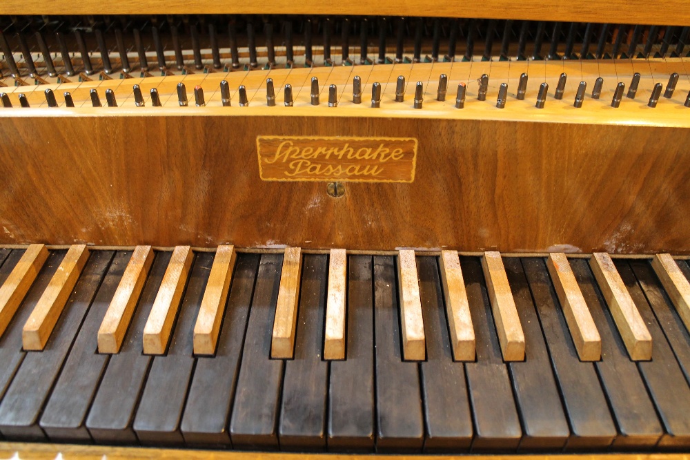 Sperrhake (c1960’s) A 4ft 9in harpsichord in a walnut case on three slender square tapered legs. - Image 4 of 6