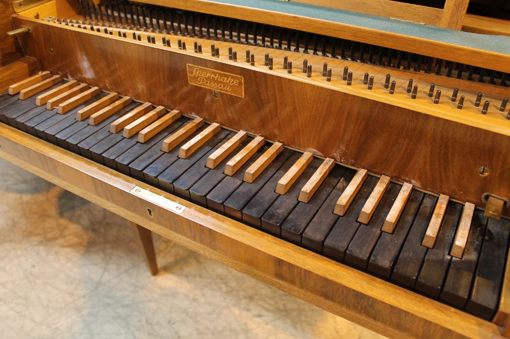 Sperrhake (c1960’s) A 4ft 9in harpsichord in a walnut case on three slender square tapered legs. - Image 3 of 6