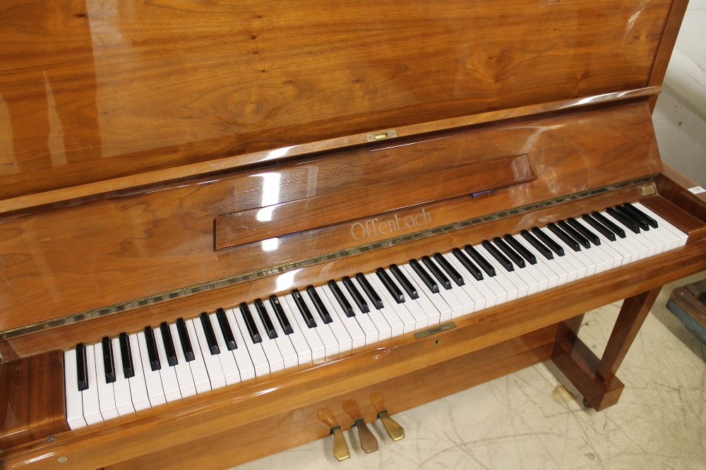 Offenbach (c1988) A 130cm upright piano in a bright mahogany case. AMENDMENT Is in a walnut case. - Image 3 of 4