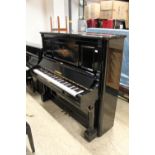 Bechstein (c1900) An overstrung upright piano in a re-polished ebonised and inlaid case;