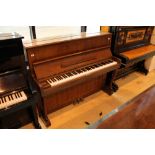 Samick (c1991) A Model SU118-CS upright piano in a satin walnut case with cabriole front supports