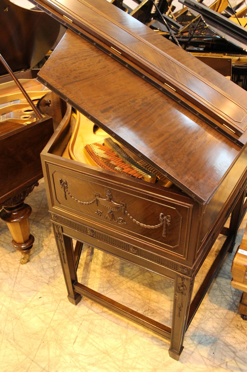 Broadwood & Sons (c1925) A 5ft 7in barless grand piano in an Adams style carved mahogany case, - Image 7 of 9