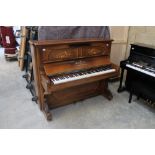 Steinway (c1896) An upright Vertegrand piano in a rosewood and floral inlaid case.