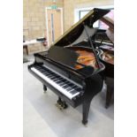 Challen A recent 4ft 6in grand piano in a bright ebonised case on square tapered legs; together with