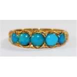 A Victorian 18 carat gold turquoise five stone half hoop ring,