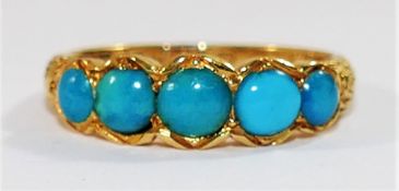 A Victorian 18 carat gold turquoise five stone half hoop ring,