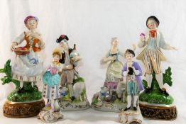 A pair of West German porcelain figures by Martha Budich of a shepherdess and a pipe player,