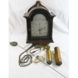 A George III hooded wall clock by Joseph Clark, with mahogany case and silvered dial,