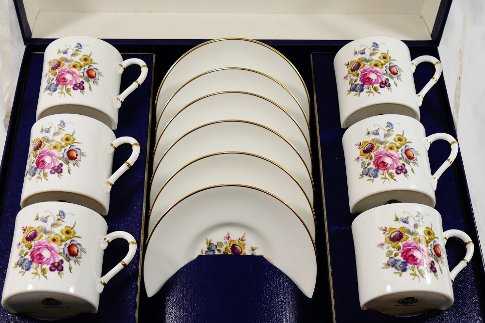 A Royal Worcester 'Posies' pattern bone chain six place coffee set,