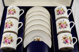 A Royal Worcester 'Posies' pattern bone chain six place coffee set,