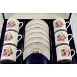 A Royal Worcester 'Posies' pattern bone chain six place coffee set,