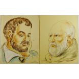 Coral Polge (1924-2001)+ Two portraits of men Pastel on paper Signed and dated 1956 and 1962 32.