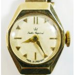 A 9 carat gold ladies Smiths Imperial bracelet watch, with gold brick link strap, Birmingham 1960,