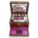 A Victorian rosewood toiletry box,