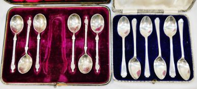 A set of six silver teaspoons, Sheffield 1932 by Walker and Hall,
