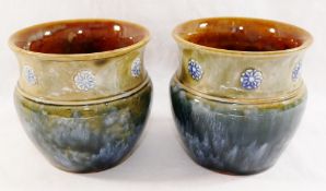 A pair of small Royal Doulton stoneware vases,