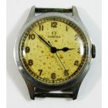 A 1940's gentlemans Omega wrist watch, the cream dial with Arabic numerals, in stainless steel case,