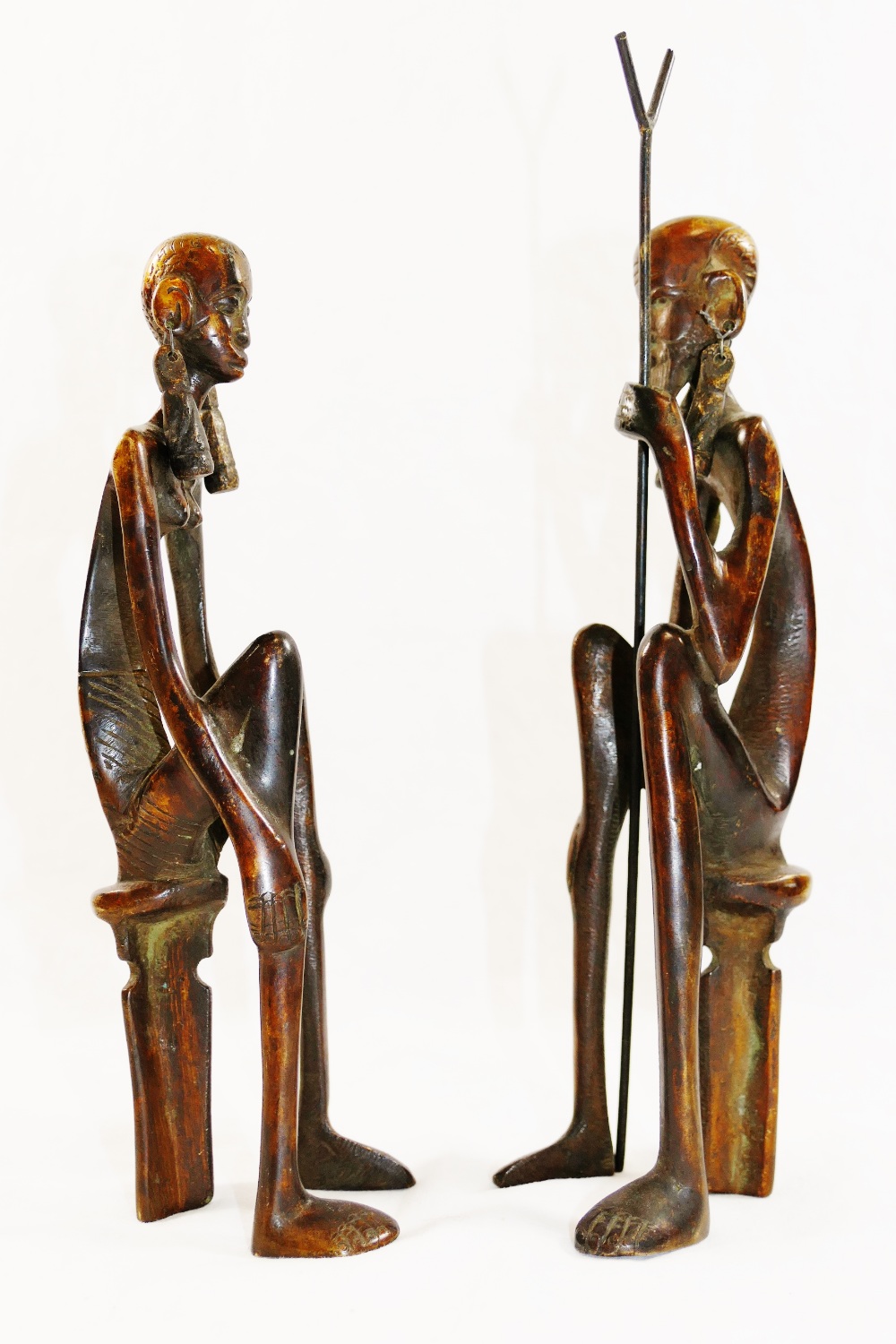 A pair of 20th century bronze Lobi style figures of a West African tribal couple, - Bild 4 aus 4