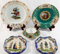 A 19th century KPM Berlin porcelain plate, with lattice rim,