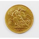 An Edward VII 1904 half sovereign CONDITION REPORT: Please note - Descriptions do