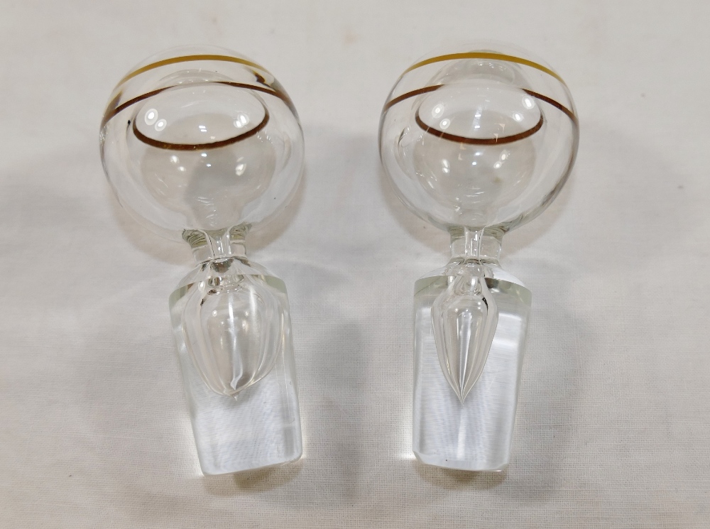 A pair of Murano clear glass decanters with gilt rims, - Image 2 of 2