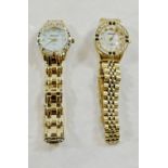 An Ingersoll ladies gold plated bracelet watch with mother of pearl dial,