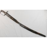 An 18th century North European cavalry scabre, with wire bound shagreen grip,